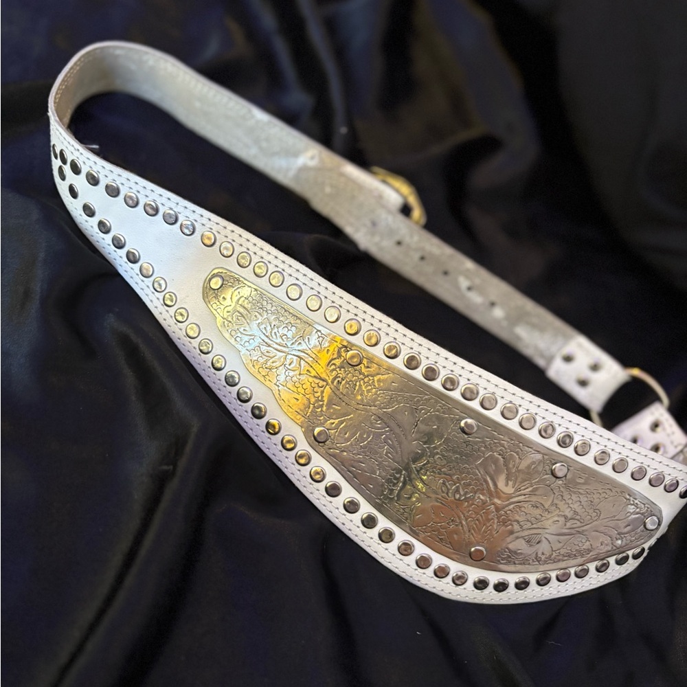 Elegant White and Silver Embellished Women's Belt